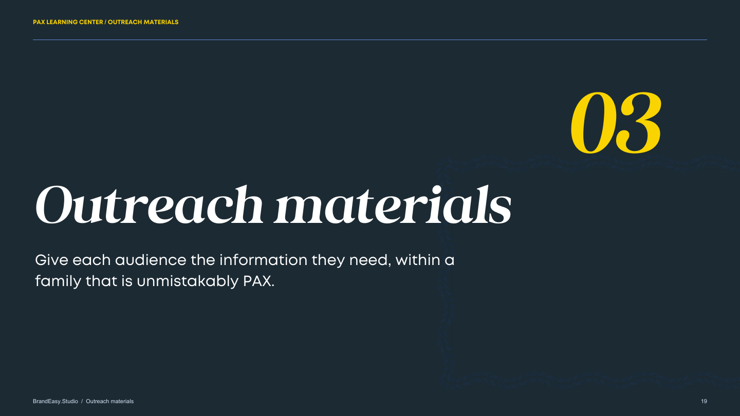 PAX outreach materials section
